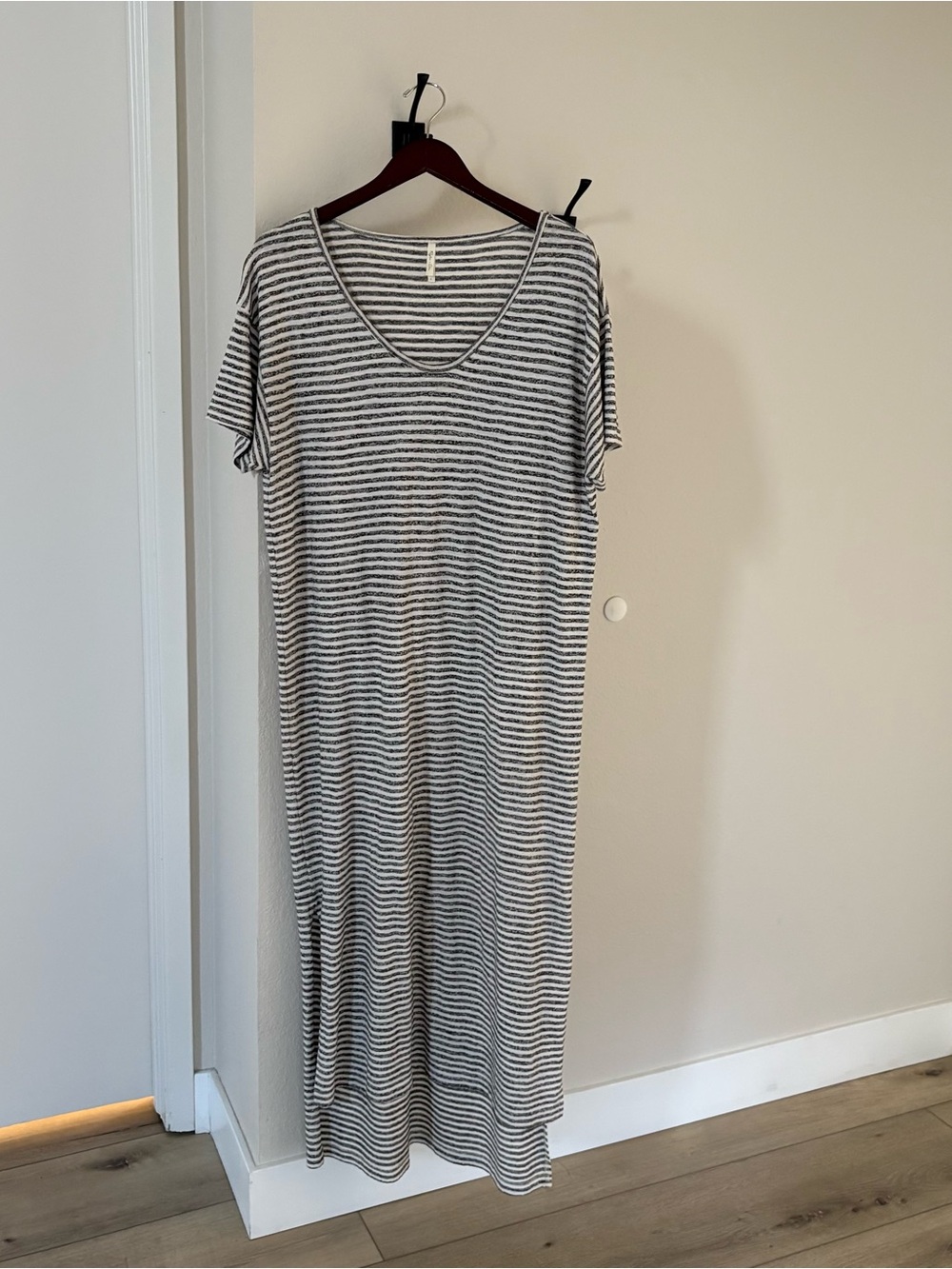Rylee + Cru Striped Black & White Maxi Dress, Size Large
